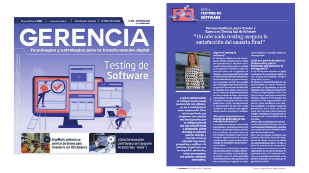 Testing de Software: “Un adecuado testing asegura la satisfacción del usuario final - Mariana Salaberry, CSO Abstracta Chile en entrevista con Revista Gerencia
